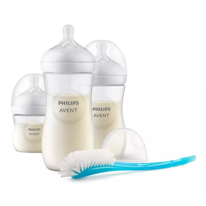 AVENT SCD837/12 Zestaw 3 Responsywnych butelek Natural + szczotka do butelek