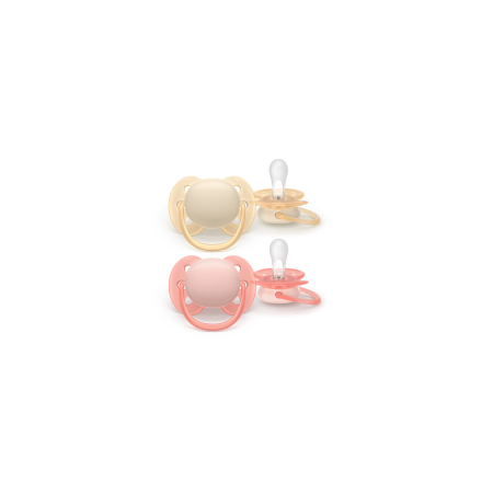 AVENT SCF091/38 Smoczek Ultra Soft 0-6m 2 szt. beżowy/koralowy