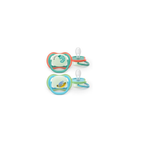 AVENT SCF376/28 Smoczek Ultra nighttime Air 6-18m 2 szt. kameleon/małpka