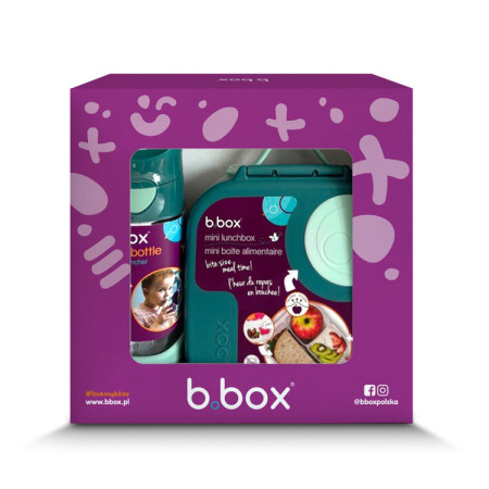 B.BOX 62054 Zestaw Mini Lunchbox + butelka tritanowa ze słomką 450 ml Emerald Forest