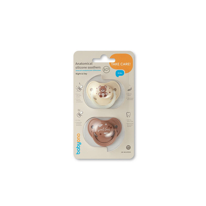 B.O.1670/01 Smoczki anatomiczne silikonowe 0-6m