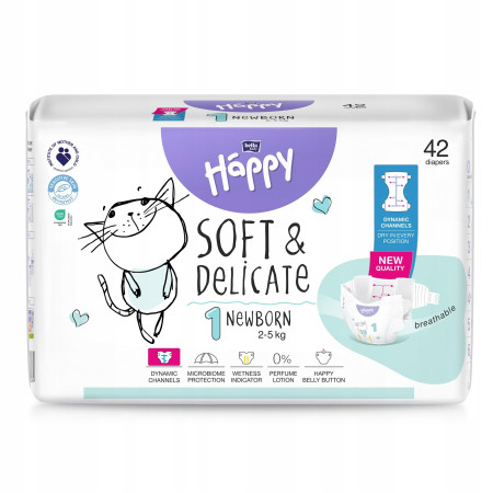BELLA Baby Happy Pieluszki dla dzieci 1 NEWBORN 2-5 kg 42 szt.