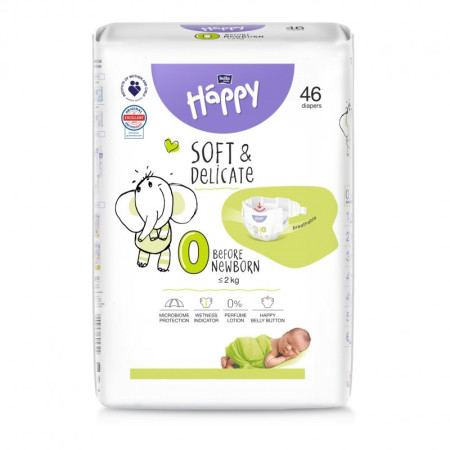 BELLA Baby Happy Pieluszki dla wcześniaków 0 BEFORE NEWBORN do 2 kg 46 szt.