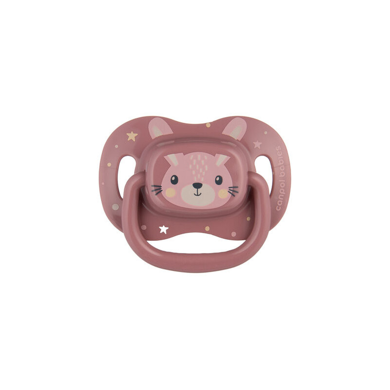 CANPOL 34/925 Smoczek uspokajający silikonowy 6-18 m symetryczny Cute Animals różowy
