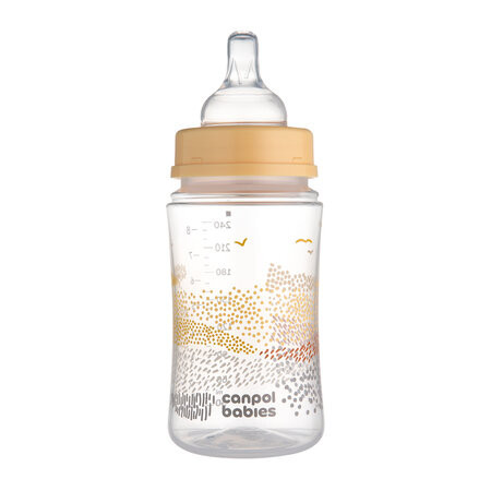 CANPOL 35/243 Butelka antykolkowa EasyStart 240ml MOUNTAINS beige