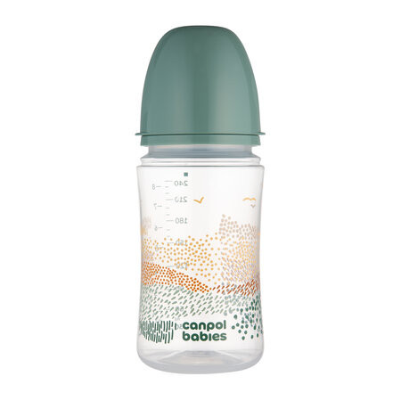 CANPOL 35/243 Butelka antykolkowa EasyStart 240ml MOUNTAINS green
