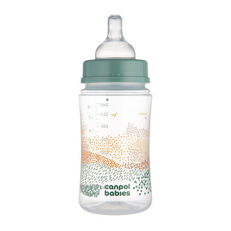 CANPOL 35/243 Butelka antykolkowa EasyStart 240ml MOUNTAINS green