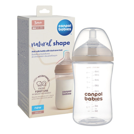 CANPOL 35/401 Butelka Natural Shape ze smoczkiem dwustrefowym 260ml