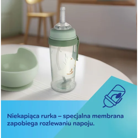 CANPOL 56/510_bro Bidon niekapek z rurką i odważnikiem 350ml PIESKI
