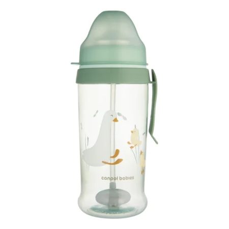 CANPOL 56/510_gre Bidon niekapek z rurką i odważnikiem 350ml GOOSE