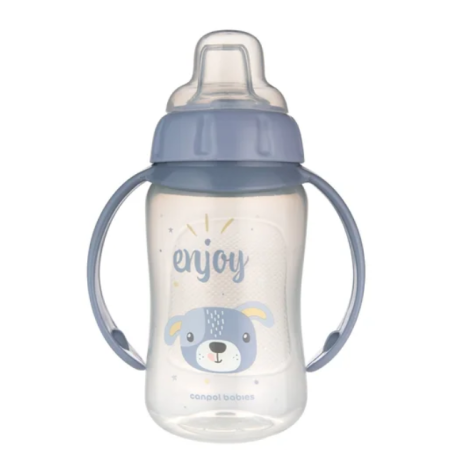 CANPOL 56/512_blu2 Kubek treningowy z miękkim ustnikiem 320 ml CUTE ANIMALS