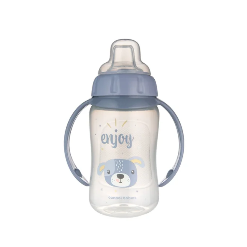 CANPOL 56/512_blu2 Kubek treningowy z miękkim ustnikiem 320 ml CUTE ANIMALS