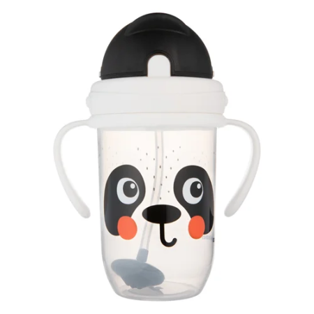 CANPOL 56/617 Kubek niekapek z rurkąi odważnikiem BabiesBoo panda biały