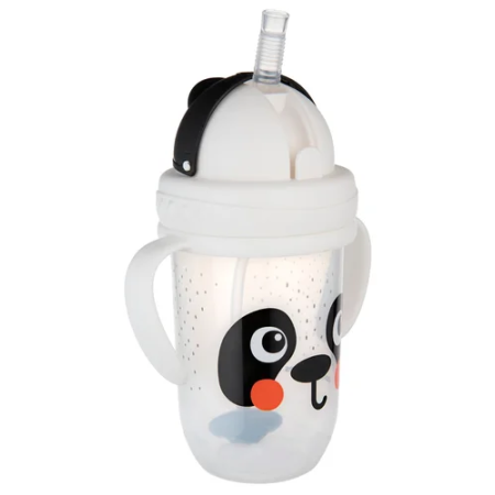 CANPOL 56/617 Kubek niekapek z rurkąi odważnikiem BabiesBoo panda biały