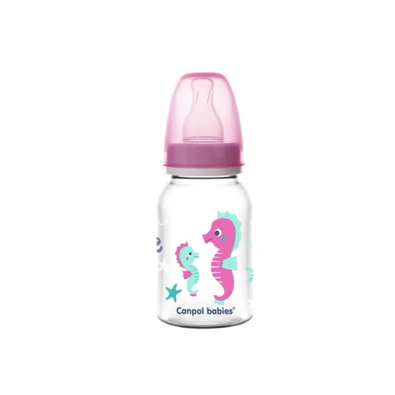 CANPOL 59/300 Butelka wąska 120ml PP LOVE&SEA różowa