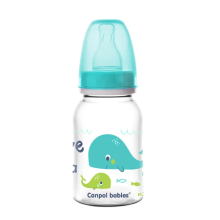 CANPOL 59/300 Butelka wąska 120ml PP LOVE&SEA turkusowy