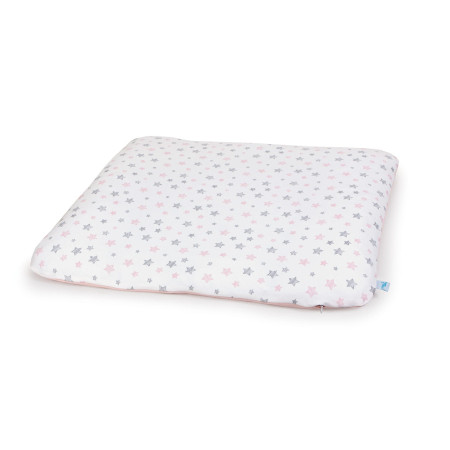 CEBA 848-626-604 Pokrowiec na przewijak miękki (75x72) 2 szt Grey Stars, Light grey+ Pink Stars, Pink GRATIS składana mata do