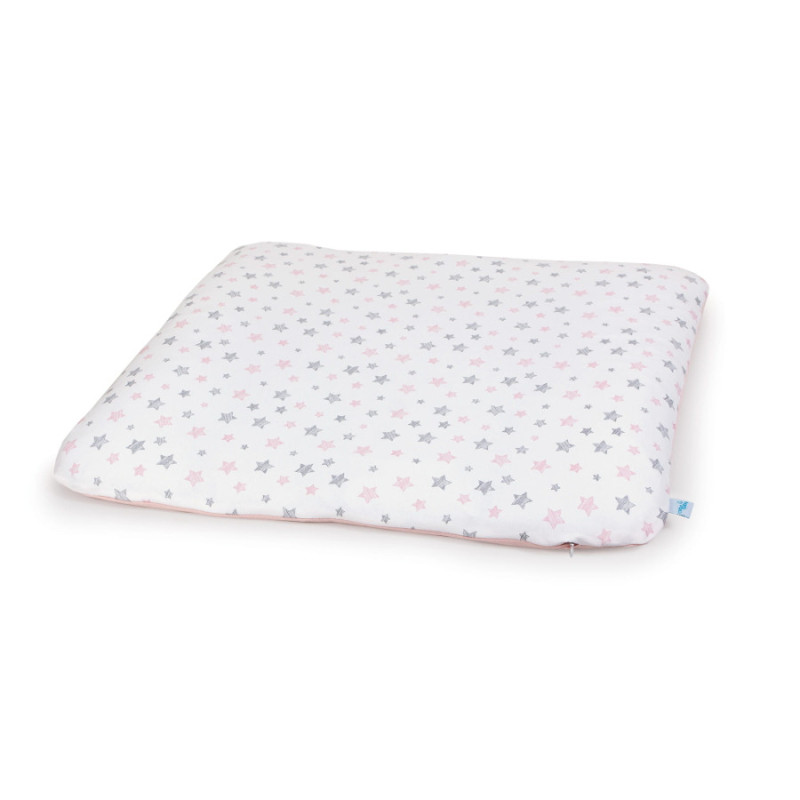 CEBA 848-626-604 Pokrowiec na przewijak miękki (75x72) 2 szt Grey Stars, Light grey+ Pink Stars, Pink GRATIS składana mata do