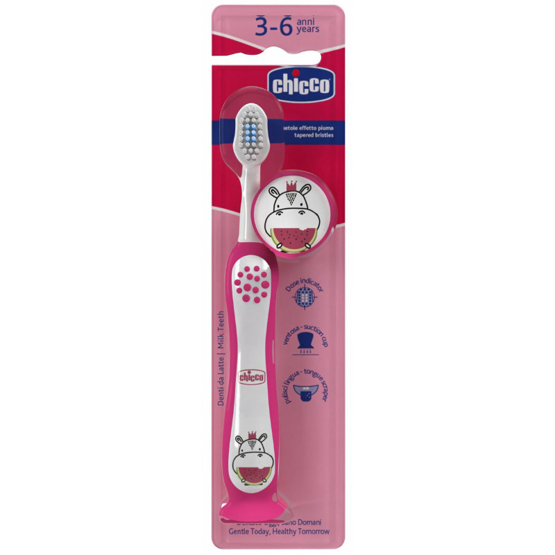 CHICCO 00012083000000 Szczoteczka do mycia zębów Hipcio 3-6l