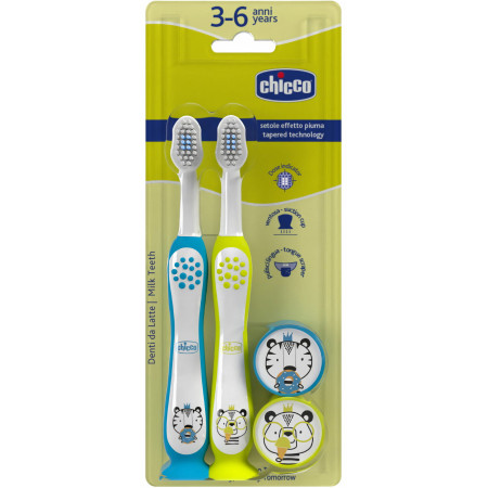 CHICCO 00012084110000 Szczotki do mycia zębów Tygrys Panda 3-6l