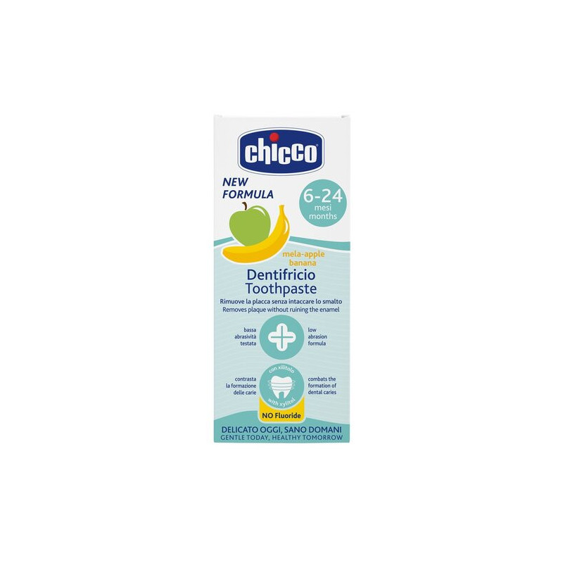 CHICCO 00012101000000 Pasta do zębów jabłkowo-bananowa bez fluoru 50 ml 6-24m