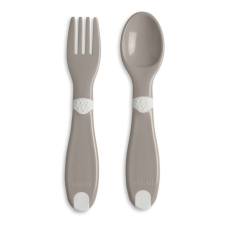 CHICCO 00016101350000 Pierwsze sztućce plastikowe grey 12 m+