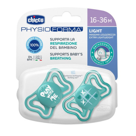 CHICCO 00071039210000 Smoczek PHYSIO LIGHT 16-36M sil 2 szt niebieski