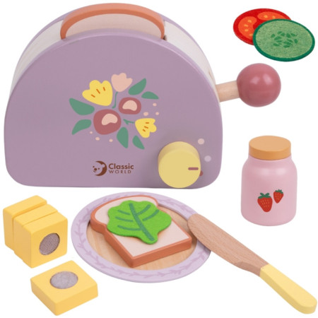 CLASSIC WORLD CW50640 Drewniany Toster Śniadaniowy z Akcesoriami 13 el.