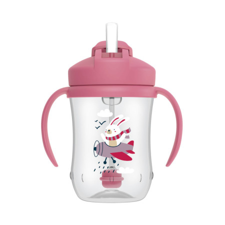 Dr.Browns TC91011 Kubek Pierwsza Słomka 270ml różowy Królik +6m