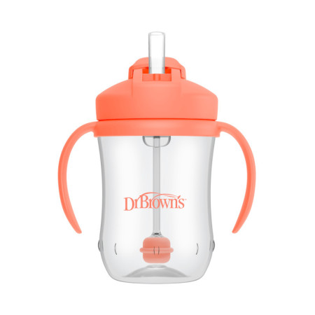 Dr.Browns TC91103 Kubek Pierwsza słomka 270ml koralowy +6m