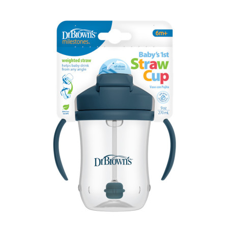 Dr.Browns TC91105 Kubek Pierwsza słomka 270ml granatowy +6m