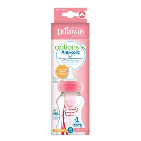 Dr.Browns WB91601 Butelka szeroka szyjka 270 ml PP OPTIONS PLUS różowa
