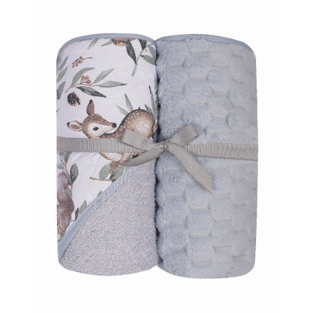 DUET BABY 547 Okrycie kąpielowe DRUK FROTTE 100x100 cm + kocyk KOSTKA 80x90 cm