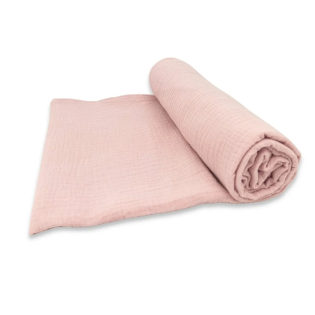 KIECZMERSKI Pielucha - otulacz 120x120 MUŚLIN bawełna 100% pudrowy róż
