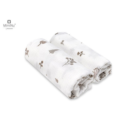 KIECZMERSKI Pieluszka 30x30 cm MUŚLIN bawełna 100% Listki beż 2-pak