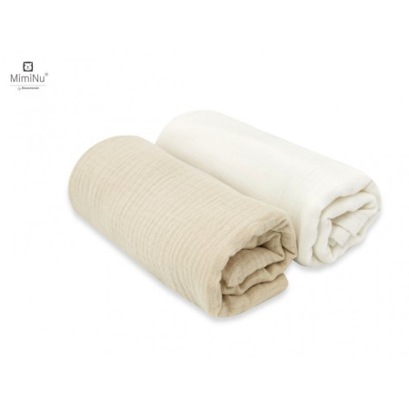 KIECZMERSKI Pieluszki 75x75 cm MUŚLIN bawełna 100% śmietanka/ciepły beż 2-pak