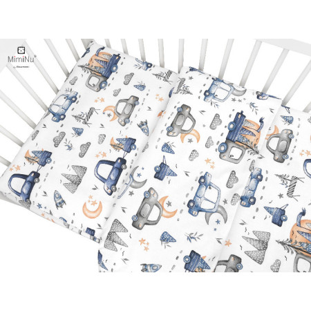 KIECZMERSKI Pościel C-2 100x135 cm MIMINU DESIGN Samochodziki niebieskie bawełna 100%