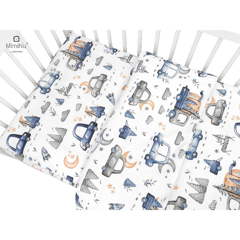 KIECZMERSKI Pościel C-2 100x135 cm MIMINU DESIGN Samochodziki niebieskie bawełna 100%
