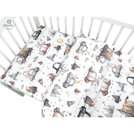 KIECZMERSKI Pościel C-2 100x135 cm MIMINU DESIGN Samochodziki szare bawełna 100%