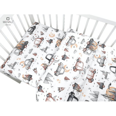KIECZMERSKI Pościel C-2 100x135 cm MIMINU DESIGN Samochodziki szare bawełna 100%