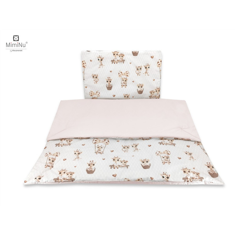 KIECZMERSKI Pościel C-2 100x135 cm MIMINU DESIGN Żyrafki beżowo-różowe bawełna 100%