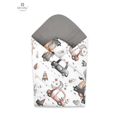 KIECZMERSKI Rożek usztywniony 75x75 cm MIMINU DESIGN Samochodziki szare bawełna 100%