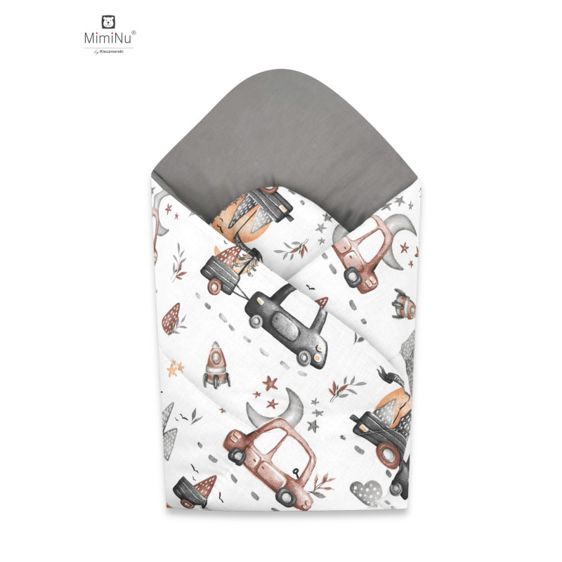 KIECZMERSKI Rożek usztywniony 75x75 cm MIMINU DESIGN Samochodziki szare bawełna 100%