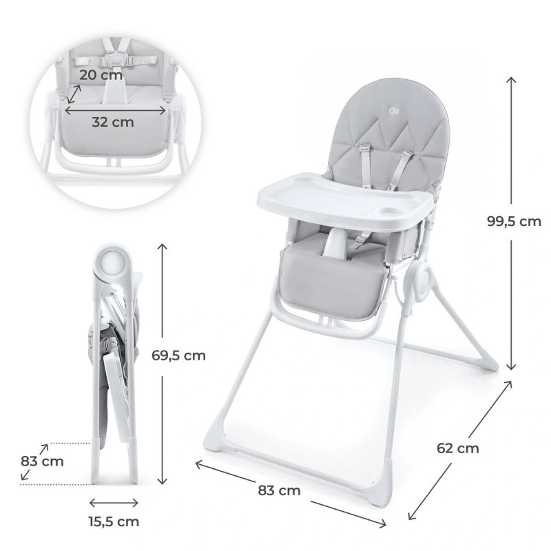 KINDERKRAFT Krzesełko do karmienia BINCI light grey