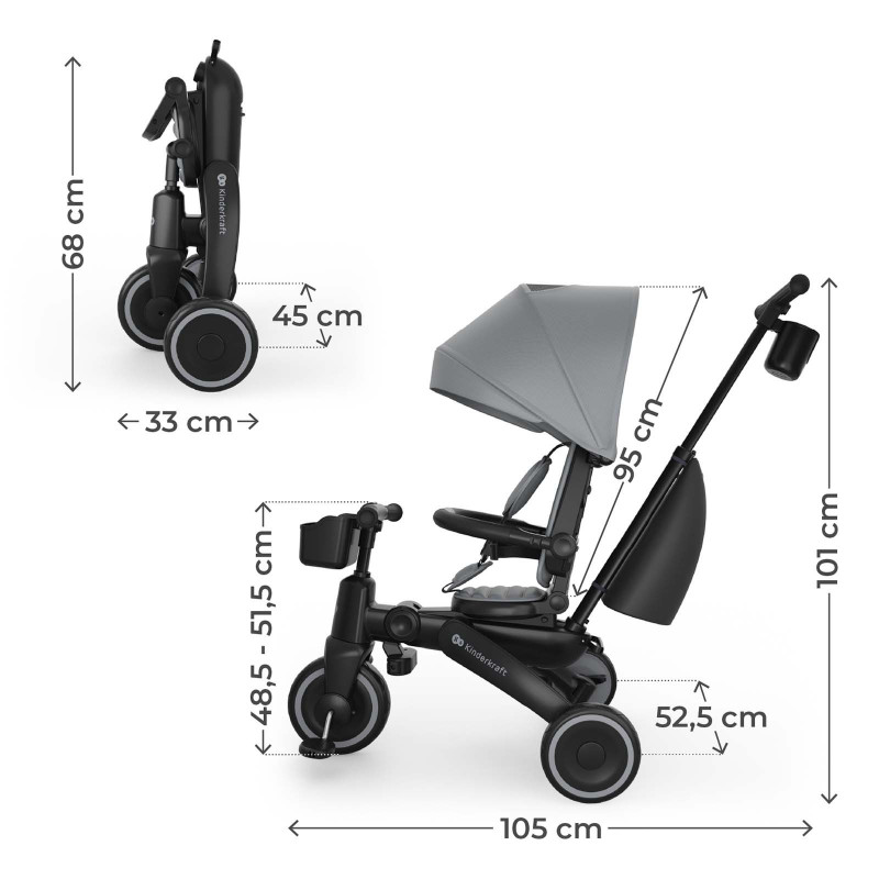KINDERKRAFT Rowerek trójkołowy JAZZ 3 grey