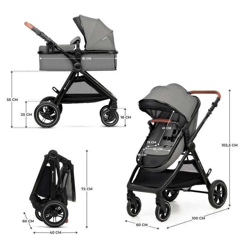KINDERKRAFT Wózek wielofonkcyjny ESME PRO 3w1 Moonlight Grey + MINK PRO 2