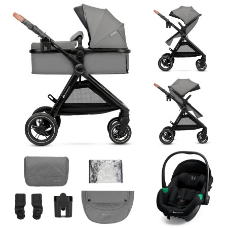 KINDERKRAFT Wózek wielofonkcyjny ESME PRO 3w1 Moonlight Grey + MINK PRO 2