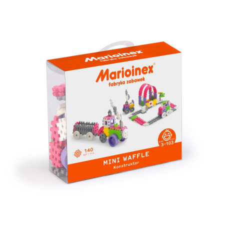MARIOINEX 902837 Klocki waffle mini 140 szt. Konstruktor (dziewczynka)