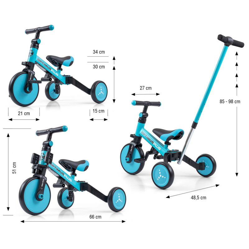 MILLY MALLY 5305 Rowerek 4w1 OPTIMUS Plus blue