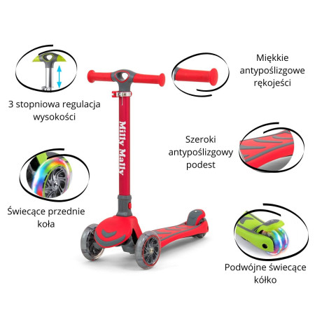 MILLY MALLY 3003 Hulajnoga SCOOTER Boogie red